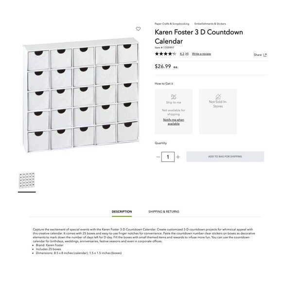 Karen Foster Countdown Calendar 3D Advent w/ Number Stickers - Picture 7 of 9